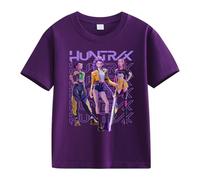 Générique K-Pop D-Emon Hunters T-Shirt Ample à Manches Bouffantes Et Col Rond Pour Filles T-Shirts Avec énonciations Drôles Style Streetwear Crop Top Cosplay Halloween Party Mode Fille Et Ado 2-13 Ans