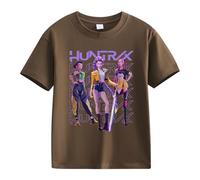 Générique K-Pop D-Emon Hunters T-Shirt Ample à Manches Bouffantes Et Col Rond Pour Filles T-Shirts Avec énonciations Drôles Style Streetwear Crop Top Cosplay Halloween Party Mode Fille Et Ado 2-13 Ans