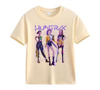 Générique K-Pop D-Emon Hunters T-Shirt Ample à Manches Bouffantes Et Col Rond Pour Filles T-Shirts Avec énonciations Drôles Style Streetwear Crop Top Cosplay Halloween Party Mode Fille Et Ado 2-13 Ans