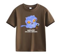 Générique K-Pop D-Emon Hunters T-Shirt Ample à Manches Bouffantes Et Col Rond Pour Filles T-Shirts Avec énonciations Drôles Style Streetwear Crop Top Cosplay Halloween Party Mode Fille Et Ado 2-13 Ans
