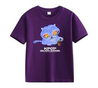 Générique K-Pop D-Emon Hunters T-Shirt Ample à Manches Bouffantes Et Col Rond Pour Filles T-Shirts Avec énonciations Drôles Style Streetwear Crop Top Cosplay Halloween Party Mode Fille Et Ado 2-13 Ans