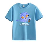 Générique K-Pop D-Emon Hunters T-Shirt Ample à Manches Bouffantes Et Col Rond Pour Filles T-Shirts Avec énonciations Drôles Style Streetwear Crop Top Cosplay Halloween Party Mode Fille Et Ado 2-13 Ans