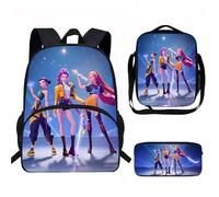 Générique K Pop DE-Mon Hunters Sac à Dos - Huntrix Cartable Scolaire Imperméable 3 Pièces pour Collège/Lycée - Sac Bandoulière + Trousse - pour Garçon Fille Fans de K-Pop Rumi/Mira/Zoey