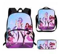 Générique K Pop DE-Mon Hunters Sac à Dos - Huntrix Cartable Scolaire Imperméable 3 Pièces pour Collège/Lycée - Sac Bandoulière + Trousse - pour Garçon Fille Fans de K-Pop Rumi/Mira/Zoey