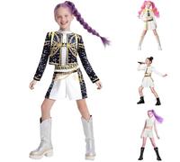 Générique K Pop Demon Cosplay Enfants Deguisement Rumi K-Pop pour Filles Costume de Performance Pop Singers Déguisement Complet pour Halloween Fête 100