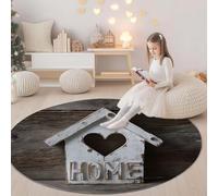 Générique Kaki Tapis Rond Polyvalent 60 cm Village Maison Vieux Tapis Confortable et Chic, Antidérapant et Lavable en Machine - Idée Cadeau Parfaite pour Famille ou Amis