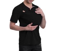 Générique Kangaroo Shirt for Dad and Baby, V Neck Short Sleeve Kangaroo T Shirt, Men and Women's Baby Carrier Camisa (Black Male,S)