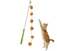 Générique Katzen-Spielangel - Rutschfester Holzgriff in Fruchtform, 40 cm,Katzenteaser-Spielzeug | Für Drinnen und Draußen, Park, Garten, Zuhause, Bewegung, Zähneknirschen und Spielen