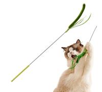 Générique Katzenspielzeug Angel 50cm Interaktiver Katzenstab Simuliert Dogtail Gras Design mit Flexibler Stahlfeder & Federn für Hauskatzen & Kätzchen Jagdtrieb Grün Gelb