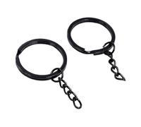 Générique Key Chain 6 Colors Plated 50mm Long Round Split(Black,25mm Rings)