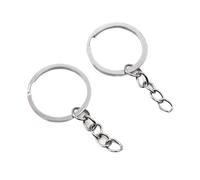 Générique Key Chain 6 Colors Plated 50mm Long Round Split(Gun Black,30mm Rings)