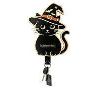 Générique Key Hooks for Wall | Witch Cat Funny Cute Wooden Home Decor