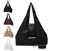 Générique Keychain Tote Bag, Compact & Foldable Vegan Leather Bag with Key Ring, Expands into Spacious Shopping Tote (Black,one size)
