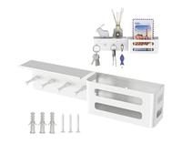 Générique Keys Holder on Wall - Modern Shelf for Entryway | 4 Hooks Organizer, Key and Mail Storage, Decorative Display for Home, Living Room Accent, Hallway Apartment Solution, Front Door Utility