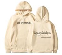 Générique Khaki Hoodie, Dear Person Behind Me Hoodie, Casual Graphic Letter Print Sleeve Hoodie Gift (Khaki Hoodie,Grand)