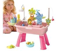 Générique Kid Water Table | 4-in-1 PP Water Play Table 54x29x53cm with Electric Faucet Pretend Play Sink Toy Educational Activity Set | Outdoor Ẃater Ţable for Kids Backyard Beach Garden School