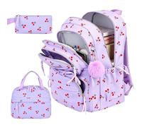Générique Kids Backpack Breathable Lunch Box Pencil Box Bookbag | Girls Kids Backpacks Set for Preschool Elementary Back-to-School Travel Students Daily Camping