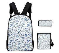 Générique Kids Backpack Set, Printed Pattern School Bag for Girls, Adjustable Rucksack, Pencil Holder, Lunchbox Carrier, Ideal for School, Travel, Hiking, and Outdoor Exploration