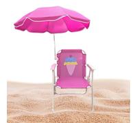 Générique Kids Beach Chair with Umbrella, Child Folding Seat, Metal + Cloth Wind Resistant Design, Built-in Parasol, Lightweight Frame, Easy Setup, for Lawn, Patio, Picnic, 17.72x14.96x1.97 inches