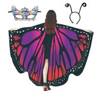 Générique Kids Butterfly Wings Cape | Costume des Ailes De Fée avec Tentacules Et La Reine Mascarade | Cape D'aile De Fée | Accessoires De Jeu De Rôle pour La Fête À Thème, Dance Carnival