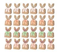 Générique Kids Easter Bags - 24 Pieces Paper Bunny Ears, Reusable Candy Wrap Sacks with Festive Print Design for Birthday Celebration, Holiday Event, Treat Exchange and Dessert Toy Distribution