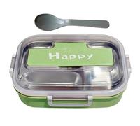 Générique Kids Lunch Box - Stainless Steel Lunch Box For Adults, Stainless Steel Containers With Lids And Cutlery, 3-Compartment Food Storage Meal For Outings Offices School Picnic Preschool