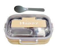Générique Kids Lunch Box - Stainless Steel Lunch Box For Adults, Stainless Steel Containers With Lids And Cutlery, 3-Compartment Food Storage Meal For Outings Offices School Picnic Preschool
