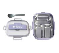 Générique Kids Lunch Box - Stainless Steel Lunch Box For Adults, Stainless Steel Containers With Lids And Cutlery, 3-Compartment Food Storage Meal For Outings Offices School Picnic Preschool