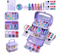 Générique Kids Makeup Kit | Pretend Cosmetic Kits,Pretend Play 57X Skin-Friendly Makeup Children Cosmetic Safe Washable Set | Exciting Beginner Kit for Teenagers Birthday Games