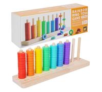 Générique Kids Matching Toy, Wooden Color Sorting and Stacking Toy, Rainbow Circle Game, Color Recognition Sensory Toys, Wooden Logical Thinking Toys Early Learning Matching Stacking Game