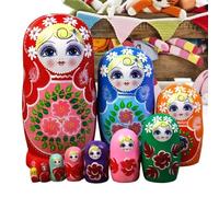 Générique Kids Nesting Dolls - 10 Pieces Wooden Educational Toys | 460g Hand Painted Russian Nesting Dolls for Learning Education Entertainment Boys Children Adults Home School