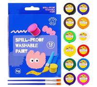 Générique Kids Paint Set, 12 Washable Colours with Brush, Spill Proof Art Supplies, 17x11x2.8cm, for Children's Learning Activities, Indoor Outdoor Painting