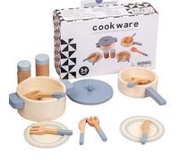 Générique Kids Play Kitchen Accessories - Wooden Cooking Pots Pan Utensils 10PCS | Educational Pretend Role Game for Girls Boys, Imaginative Learning Gift