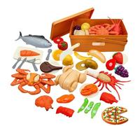 Générique Kids Play Set Basket, Preschool Learning Toy Kit, Pretend Cooking Accessories Storage System, Safe Durable Play Food Design, Colorful Educational Style, Home Daycare Party Use