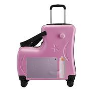 Générique Kids Ride Suitcase, 3-Digit Password Lock Kids Luggage, Kids Ride Travel Luggage, 20in Trolley Case with Seat Belts, Ride Trolley Case with Handlebars, Pedal Travel Luggage for Kids