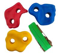 Générique Kids Rock Climbing Holds Set, 3 PP Grips with Knotted Rope, Ideal for Trees Or Walls, Outdoor Playground Equipment, Strength Training Kit, Backyard Adventure, 9.5x10.5x7 cm