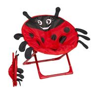 Générique Kids Saucer Chair, Foldable Camping Seat, Portable Lightweight Frame, Cartoon Ladybug Backrest for Camping, Reading, Study, Outdoor, Outings, 19.29x12.2x12.2 inches