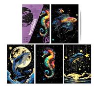Générique Kids Scratch Paper, Handmade Glitter Scratchboard Art Set of 4, 8.27x5.91 inches Safe & Fun Creative Crafts, Coloring Drawing Craft for Landscape and Animal Artwork to Men, Women