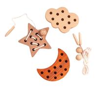Générique Kids Threading Toy, Wooden Lace Block Puzzle Set, Educational Lacing Shapes, Fine Motor Skill Builder, Smooth Wood, Set of 3 with Ropes, for Toddler Active Learning Learning and Play
