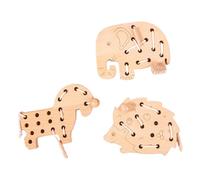 Générique Kids Threading Toy, Wooden Lace Block Puzzle Set, Educational Lacing Shapes, Fine Motor Skill Builder, Smooth Wood, Set of 3 with Ropes, for Toddler Active Learning Learning and Play