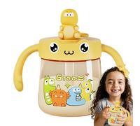 Générique Kids Water Bottle - Children's Water Bottles For School, Dinosaur Pattern Kids Travel Cups With Straw 10 Oz, With Handle And Scale Leak-Proof Student Drinking Bottle Milk Cup