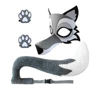 Générique Kids Wolf Costume - Funny Dress Up Set, Breathable Grey Wolf Cosplay, 3-Piece Hands Tail | Holiday Event School Play Halloween Carnival Party Costumes For Children And Adults