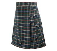Générique Kilt Ecossais Homme Vert Complet, Kilt Ecossais Homme Vert Complet Steampunk Jupe Plissée Médiévale en Coton Longue Tartan Irlandais Taille Élastique Couleur Unie Cosplay Grande Taille