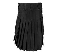Générique Kilt écossais pour Hommes Taille élastique avec Doublure en Maille Kilt Cargo Tactique - Tartan Utility Kilts for Men Tartan Kilts avec Bretelles et Grandes Poches Cargo