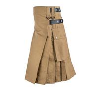 Générique Kilt Irlandais Homme, Kilt Ecossais Homme Kaki Grande Taille Steampunk Jupe Plissée Médiévale en Coton Longue Tartan Irlandais Gothique Cosplay Couleur Unie Respirant Complet