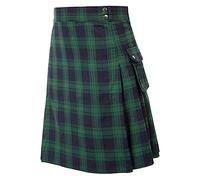 Générique Kilt Irlandais Homme, Kilt Ecossais Homme Vert Tartan Irlandais avec Poche Jupe Plissée Médiévale en Coton Longue Complet Taille Élastique Respirant Chic Cosplay Grande Taille