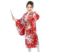 Générique Kimono Japonais Enfant, Robe Japonaise Kimono Enfant Imprimé Peignoir Long Robe Chinoise de Chambre Fille Gamins Traditionnel Classique Soie Tissu Peignoir Mariage Fête Performance Robes