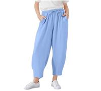 Générique Kinder Jogginghose Pantalons Confortables pour Filles à Porter au Quotidien. Pantalons Courts élégants pour Enfants,Parfaits Le Printemps et l'été.(Sky Blue,13-14 Ans)