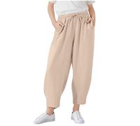Générique Kinder Jogginghose Pantalons Confortables pour Filles à Porter au Quotidien. Pantalons Courts élégants pour Enfants,Parfaits Le Printemps et l'été.(Beige,15-16 Ans)