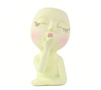 Générique Kiss Face Plant Pot, Tête Jardinières Statue Dame Visages Pot De Fleur Fille Mignon Résine Jardinière Vase Face Plante Pots Intérieur Décor Plante Pot,Jaune